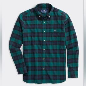Vineyard Vines Men Cotton Stretch Flannel BlackWatch Tartan Classic Fit